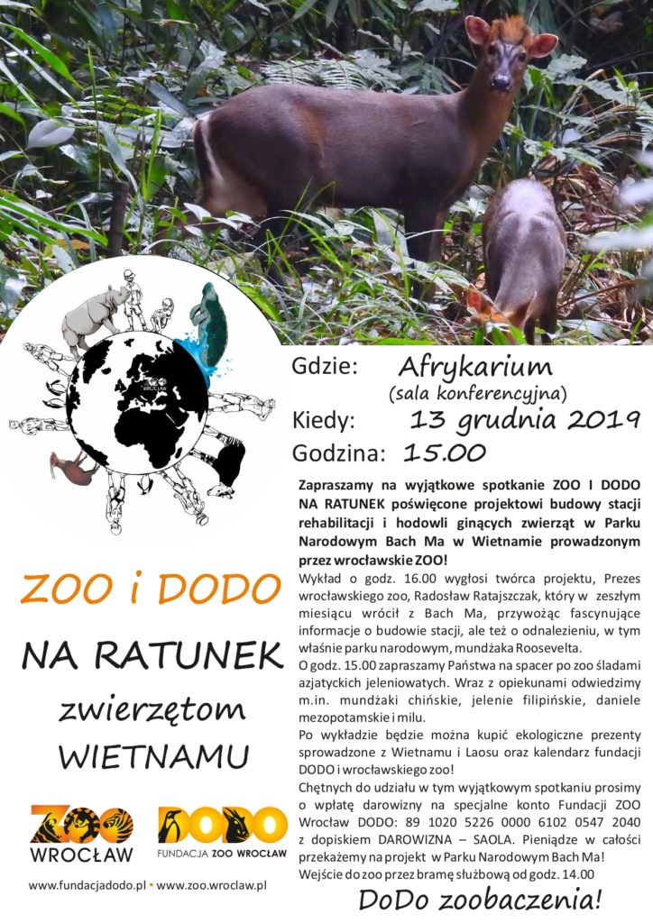 Plakat Zoo i Dodo na ratunek zwierzętom Wietnamu 13.12.2019